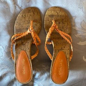 Like new orange straps with real cork wedges